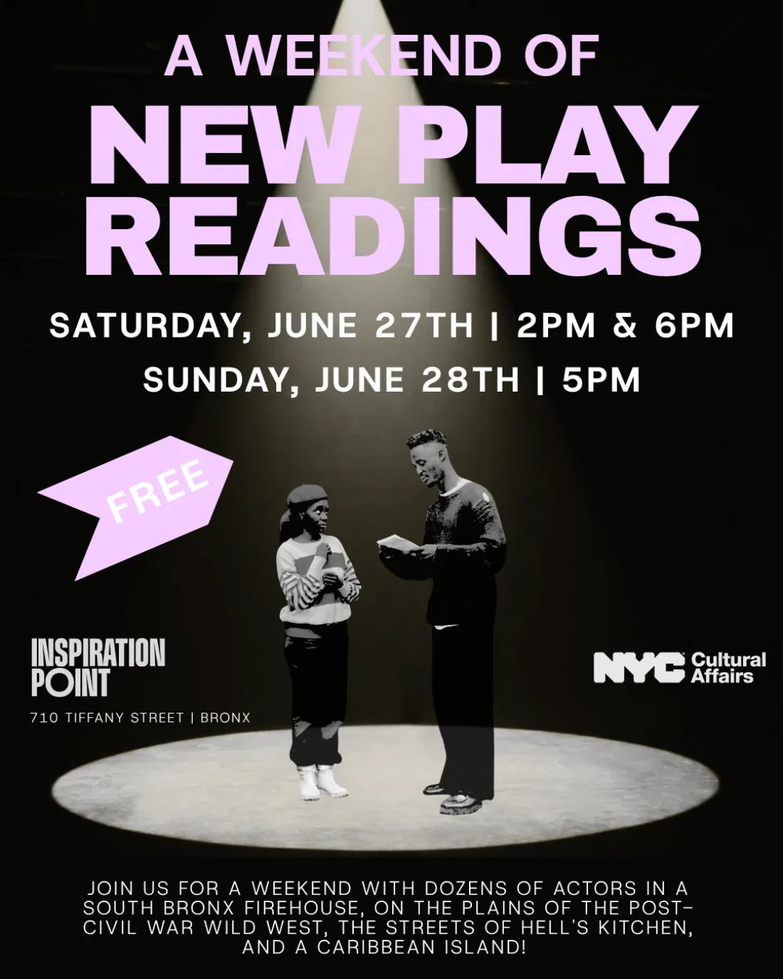 Poster for Off-Bruckner new play readings